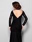 cheap Mother of the Bride Dresses-Sheath / Column Mother of the Bride Dress Beautiful Back Jewel Neck Sweep / Brush Train Lace Jersey Long Sleeve with Lace Ruched Beading 2022