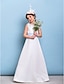 cheap Junior Bridesmaid Dresses-A-Line Jewel Neck Floor Length Satin / Tulle Junior Bridesmaid Dress with Sash / Ribbon / Bow(s)