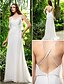 cheap Wedding Dresses-Beach Wedding Dresses Sheath / Column Spaghetti Strap Sleeveless Sweep / Brush Train Chiffon Bridal Gowns With Beading Criss-Cross 2023