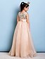 cheap Junior Bridesmaid Dresses-A-Line Floor Length Junior Bridesmaid Dress Organza Sleeveless Jewel Neck with Sash / Ribbon 2022 / Natural