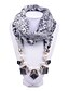 cheap Necklaces-D Exceed  Women Infinity Ring Scarf Necklace Black Leopard Printing Chiffon with Pearl Beads Pendant Scarves