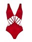 economico Bikini e costumi da bagno-Per donna Tinta unita A fasce Traforato All&#039;americana Nero Rosso Monokini Costumi da bagno Costume da bagno - Tinta unita S M L Nero