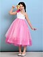 זול שמלות שושבינה צעירה-נשף באורך הקרסול כתפיה אחת טול שמלות ושמלות שושבינה ג&#039;וניור עם פרח שמלת אורח לחתונה לילדים 4-16 שנה