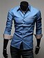 cheap Men&#039;s Dress Shirts-Men&#039;s Shirt Dress Shirt Solid Colored Classic Collar Dark Blue Light Blue Long Sleeve Daily Work Slim Tops Business / Spring / Fall