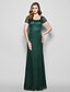 Χαμηλού Κόστους Φορέματα για τη Μητέρα της Νύφης-θήκη / κολόνα φόρεμα μητέρα της νύφης vintage εμπνευσμένο τετράγωνο λαιμό μήκος δαντέλα κοντό μανίκι με πιέτες παγιέτα 2021