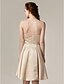 זול שמלות שושבינה-נסיכה / גזרת A לב (סוויטהארט) באורך  הברך סאטן שמלה לשושבינה  עם בד בהצלבה / כיס