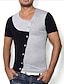 baratos Camisetas masculinas casuais-Masculino Camiseta Algodão Listrado Manga Curta Casual-Preto / Marrom / Branco / Cinza