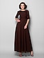 お買い得  マダムドレス-A-Line Mother of the Bride Dress Elegant Jewel Neck Ankle Length Chiffon Half Sleeve with Sash / Ribbon Ruched 2023