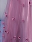 Недорогие Платья для особого случая-А-силуэт Открытая спина Платье Торжественное мероприятие В пол Без рукавов V-образный вырез Тюль V Назад с Аппликации Цветы 2024 год