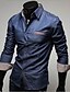 olcso Férfi ingek-férfi ing ruha ing egyszínű klasszikus gallér sötétkék világoskék hosszú ujjú napi munka karcsú felsők üzlet / tavasz / ősz