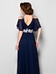 זול שמלות לאם הכלה-שמלת אם הכלה באורך רצפת צווארון תכשיט באורך שיפון שרוול קצר עם אפליקציות חרוזים צולבים