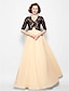 cheap Mother of the Bride Dresses-A-Line Mother of the Bride Dress Wrap Included V Neck Floor Length Chiffon Lace Half Sleeve yes with Lace 2023