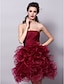 cheap Cocktail Dresses-Ball Gown Hot Homecoming Cocktail Party Valentine&#039;s Day Dress Strapless Sleeveless Short / Mini Tulle with Ruched Tier 2022
