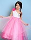 cheap Junior Bridesmaid Dresses-Ball Gown Tea Length One Shoulder Tulle Junior Bridesmaid Dresses&amp;Gowns With Flower Kids Wedding Guest Dress 4-16 Year