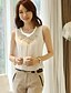 cheap Plus Size Tops-Women&#039;s Blouse Solid Colored Plus Size Round Neck Daily Weekend Beaded Lace Sleeveless Tops Streetwear White Black