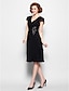 お買い得  人気スタイル マダムドレス-A-Line Mother of the Bride Dress Black Dress V Neck Knee Length Chiffon Short Sleeve No with Ruched Crystals Beading 2023