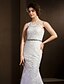 cheap Wedding Dresses-Mermaid / Trumpet Jewel Neck Sweep / Brush Train Lace / Tulle Made-To-Measure Wedding Dresses with by