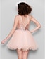 cheap Special Occasion Dresses-Ball Gown Sparkle &amp; Shine Dress Homecoming Cocktail Party Short / Mini Sleeveless Sweetheart Tulle with Crystals Beading Sequin 2023