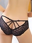 cheap Panties-Women&#039;s Lace C-strings Panty Jacquard Black