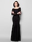 cheap Mother of the Bride Dresses-Sheath / Column Mother of the Bride Dress Beautiful Back Jewel Neck Sweep / Brush Train Lace Jersey Long Sleeve with Lace Ruched Beading 2022