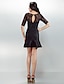 Χαμηλού Κόστους Φορέματα για Ειδικές Περιστάσεις-Ίσια Γραμμή Illusion Seckline Κοντό / Μίνι Δαντέλα Μικρό Μαύρο Φόρεμα Κοκτέιλ Πάρτι Φόρεμα με Δαντέλα / Πλισέ με TS Couture® / Ψευδαίσθηση