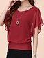 cheap Plus Size Tops-Women&#039;s T shirt Solid Colored Plus Size Round Neck Ruffle Short Sleeve Tops Wine White Black