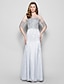 cheap Mother of the Bride Dresses-A-Line Jewel Neck Floor Length Organza Mother of the Bride Dress with Beading / Sequin by LAN TING BRIDE® / Illusion Sleeve