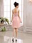 Χαμηλού Κόστους Φορέματα Παρανύμφων-Μέχρι το γόνατο Σιφόν / Πολυεστέρας Φόρεμα Παρανύμφων - Γραμμή Α / Πριγκίπισσα Ιμάντες με Δαντέλα
