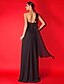 cheap Bridesmaid Dresses-A-Line One Shoulder Floor Length Chiffon Bridesmaid Dress with Criss Cross / Crystal Brooch / Ruched by LAN TING BRIDE®