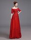 cheap Evening Dresses-A-Line Off Shoulder Floor Length Satin Vintage Inspired Formal Evening Dress with Pocket by