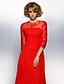Χαμηλού Κόστους Φορέματα για Ειδικές Περιστάσεις-Γραμμή Α Illusion Seckline Ουρά μέτριου μήκους Σιφόν Επίσημο Βραδινό Φόρεμα με Χάντρες / Διακοσμητικά Επιράμματα / Κουμπί με TS Couture® / Ψευδαίσθηση