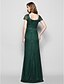 Χαμηλού Κόστους Φορέματα για τη Μητέρα της Νύφης-θήκη / κολόνα φόρεμα μητέρα της νύφης vintage εμπνευσμένο τετράγωνο λαιμό μήκος δαντέλα κοντό μανίκι με πιέτες παγιέτα 2021