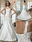 cheap Wedding Dresses-Hall Wedding Dresses Mermaid / Trumpet One Shoulder Sleeveless Court Train Tulle Bridal Gowns With Beading Appliques 2024