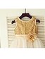cheap Flower Girl Dresses-A-Line Tea Length Flower Girl Dress - Tulle / Sequined Sleeveless Jewel Neck with Sash / Ribbon / Flower / Pleats by LAN TING BRIDE®