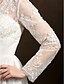 economico Abiti da sposa-Linea-A A V Lungo Di pizzo / Tulle Abiti da sposa su misura con Perline / Di pizzo / Fascia / fiocco in vita di LAN TING BRIDE® / Traforato