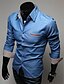 cheap Men&#039;s Dress Shirts-Men&#039;s Shirt Dress Shirt Solid Colored Classic Collar Dark Blue Light Blue Long Sleeve Daily Work Slim Tops Business / Spring / Fall