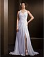 cheap Wedding Dresses-A-Line Halter Neck Court Train Chiffon Made-To-Measure Wedding Dresses with Bowknot / Beading / Appliques by LAN TING BRIDE® / Vintage Inspired