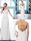 cheap Wedding Dresses-Sheath / Column Spaghetti Strap Sweep / Brush Train Chiffon Made-To-Measure Wedding Dresses with Beading / Appliques by LAN TING BRIDE® / Removable train