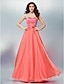 cheap Special Occasion Dresses-A-Line Dress Formal Evening Floor Length Scoop Neck Chiffon with Sash / Ribbon Beading Appliques 2024