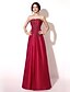 cheap Evening Dresses-A-Line Strapless Floor Length Lace / Taffeta Vintage Inspired Formal Evening Dress with Beading / Appliques / Lace by