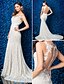 olcso Menyasszonyi ruhák-Sellő fazon Illúziós nyakpánt Kápolna uszály Csipke Made-to-measure esküvői ruhák val vel Rátétek / Gomb által LAN TING BRIDE® / Átlátszó