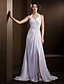 cheap Wedding Dresses-A-Line Halter Neck Court Train Chiffon Made-To-Measure Wedding Dresses with Bowknot / Beading / Appliques by LAN TING BRIDE® / Vintage Inspired