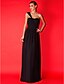 cheap Bridesmaid Dresses-A-Line One Shoulder Floor Length Chiffon Bridesmaid Dress with Criss Cross / Crystal Brooch / Ruched by LAN TING BRIDE®