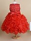 Χαμηλού Κόστους Cufflinks-Βραδινή τουαλέτα Μέχρι το γόνατο Φόρεμα για Κοριτσάκι Λουλουδιών - Βαμβάκι Τούλι Αμάνικο Λαιμόκοψη V με Δαντέλα Ζώνη / Κορδέλα Πλισέ Βολάν