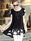 cheap Plus Size Tops-Women&#039;s Blouse Plus Size U Neck Daily Weekend Print Short Sleeve Loose Tops Casual Streetwear White Black