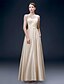 Χαμηλού Κόστους Φορέματα ειδικών περιστάσεων-Γραμμή Α Illusion Seckline Μακρύ Σατέν Επίσημο Βραδινό Φόρεμα με Τσέπη με
