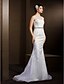 cheap Wedding Dresses-Mermaid / Trumpet Jewel Neck Sweep / Brush Train Lace / Tulle Made-To-Measure Wedding Dresses with by