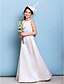 cheap Junior Bridesmaid Dresses-A-Line Jewel Neck Floor Length Satin / Tulle Junior Bridesmaid Dress with Sash / Ribbon / Bow(s)