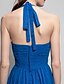 cheap Bridesmaid Dresses-Sheath / Column Bridesmaid Dress Halter Neck Sleeveless Open Back Floor Length Chiffon with Criss Cross / Ruched