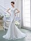 cheap Wedding Dresses-Trumpet / Mermaid Wedding Dress Court Train High Neck Crepe / Lace with